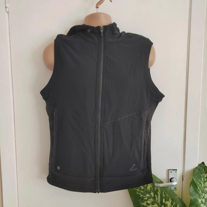 Adidas Golf Men's Statement Full-Zip Fleece Hoodie Gilet – Black – Size Medium