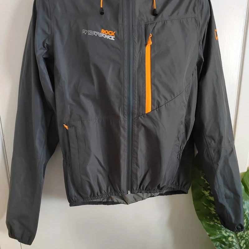 Rock Experience Men's Great Roof 2.0 Waterproof Hardshell Jacket – Black & Orange – Size Medium