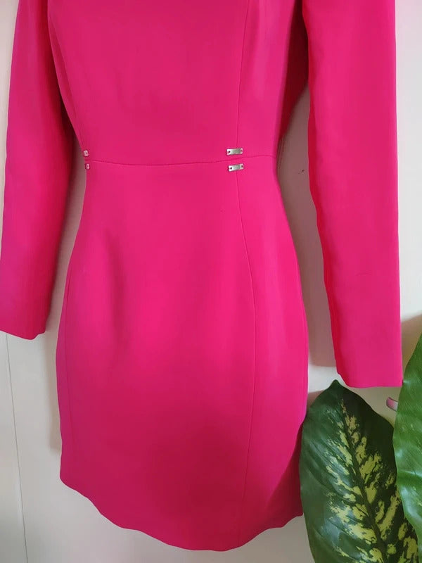 Karen Millen Hot Pink Structured Crepe Cut-Out Mini Dress – Size UK 8 – NWT