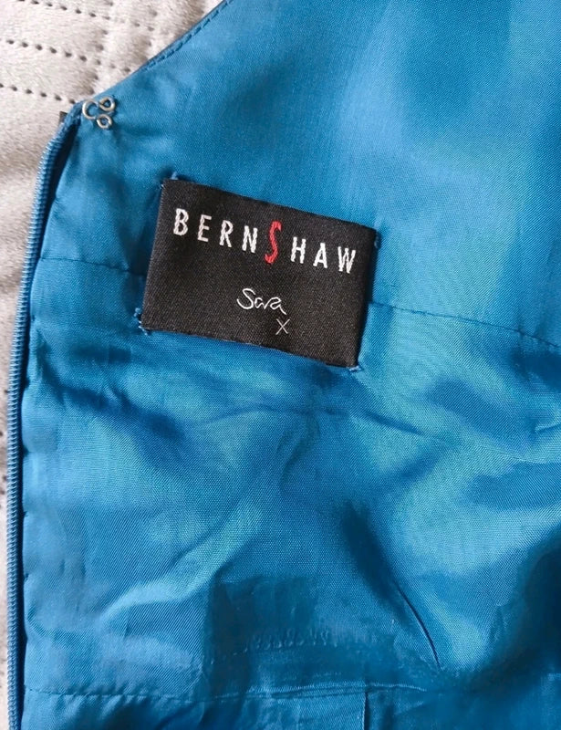 Vintage 90s Bernshaw Teal & Black Beaded Taffeta Mermaid Gown – Size UK 10 – NWOT