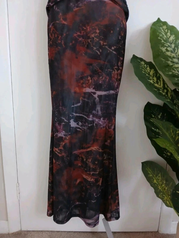 Missguided Marble Print Maxi Dress - Size XS NWT