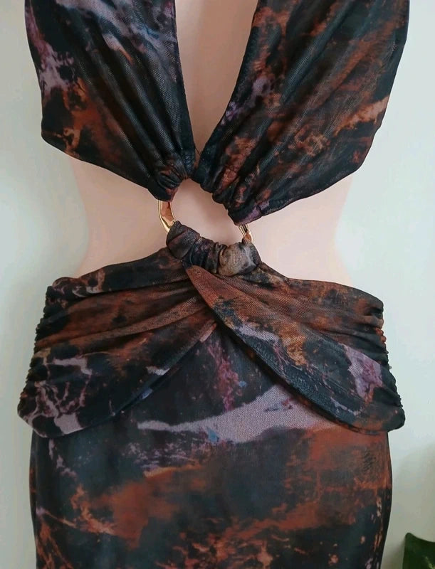 Missguided Marble Print Maxi Dress - Size XS NWT