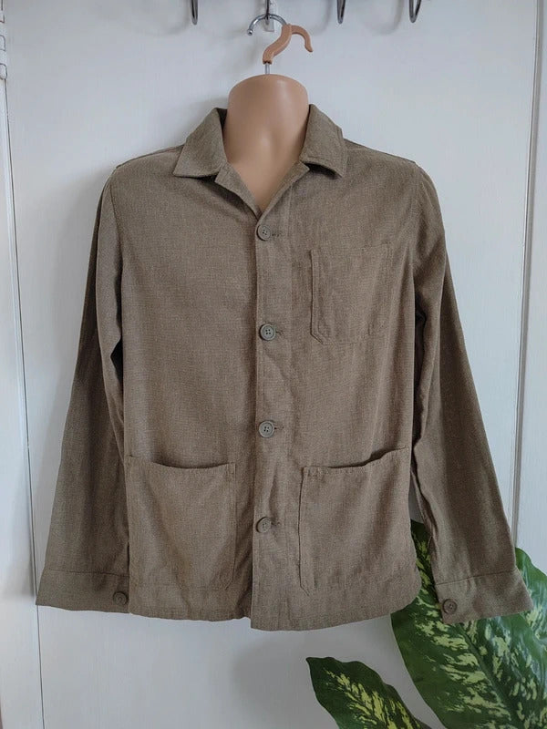 Folk London Men’s Assembly Utility Chore Jacket – Taupe Brown – Size Small NWOT