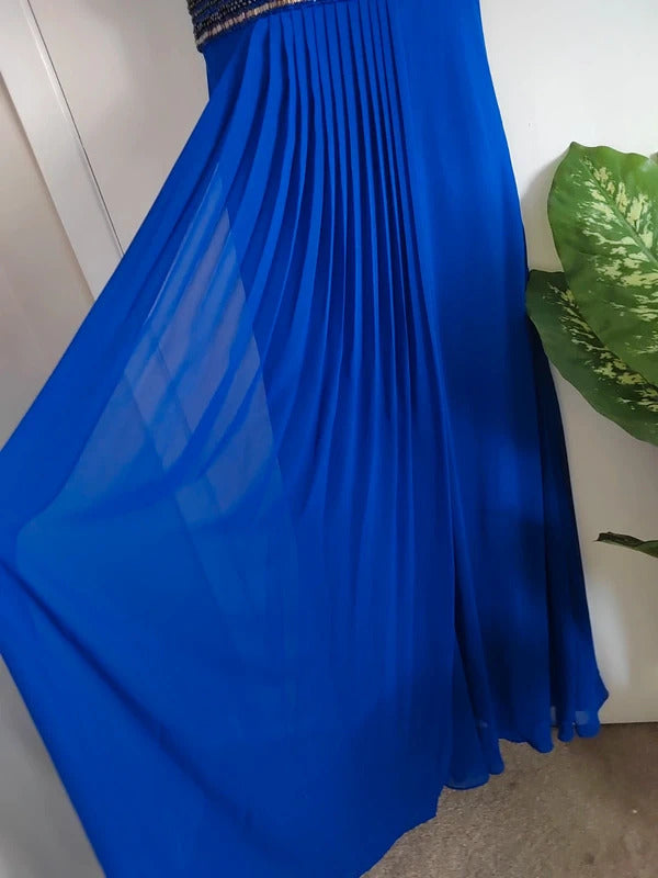 M&Co Boutique Royal Blue Beaded Waist Maxi Dress – Size UK 16