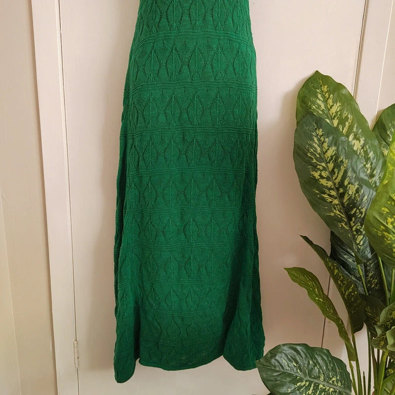 Nobody's Child Green Pointelle Knitted Tank Midi Dress – Size Medium