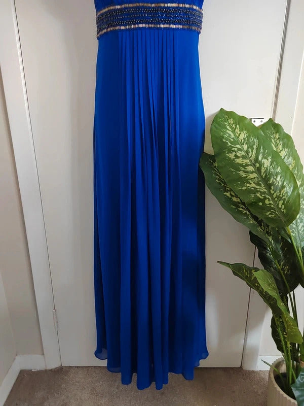 M&Co Boutique Royal Blue Beaded Waist Maxi Dress – Size UK 16
