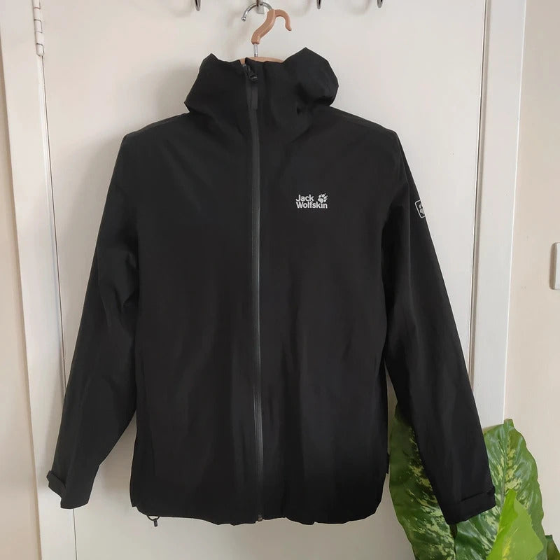 Jack Wolfskin Men's JWP Shell Waterproof Packable Jacket – Black – Size Small