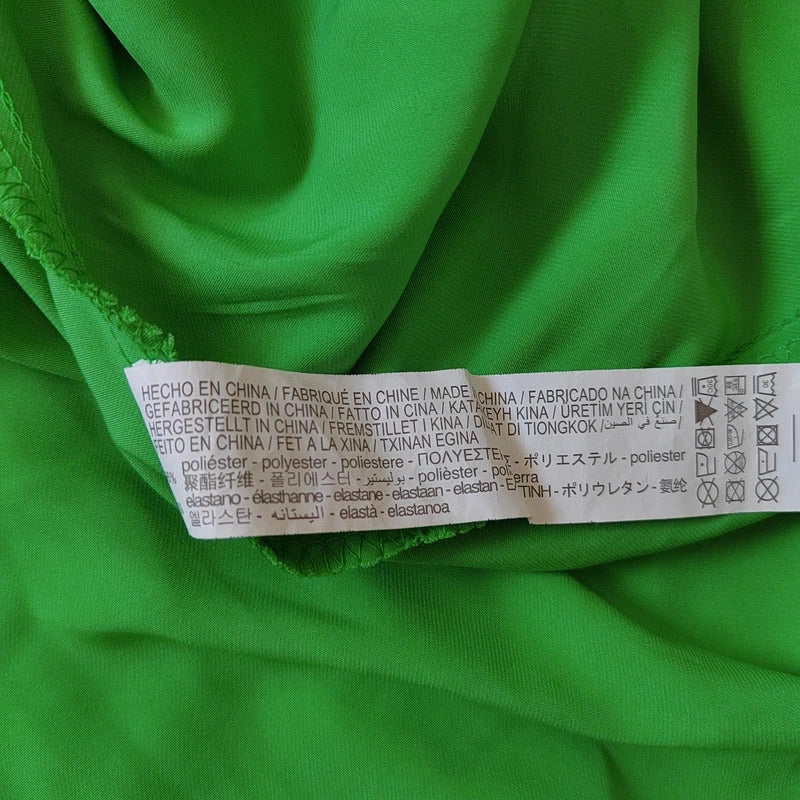 Stradivarius Green Satin Cowl Neck Halter Mini Dress – Size Medium – NWT