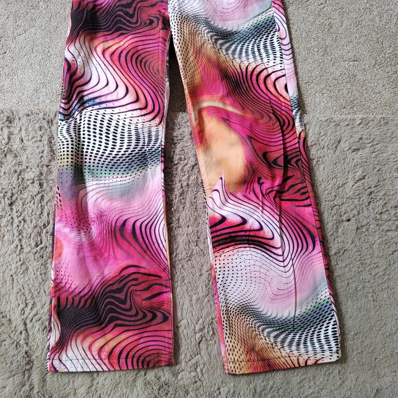 Jaded London Y2K Swirl Print Rigid Slouchy Boyfriend Jeans - Size W28