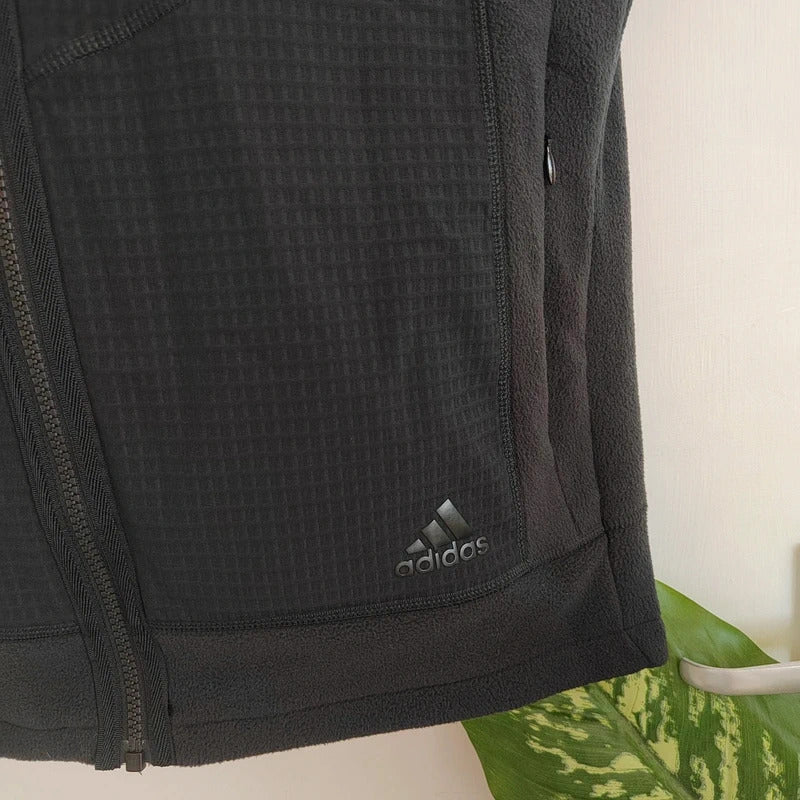 Adidas Golf Men's Statement Full-Zip Fleece Hoodie Gilet – Black – Size Medium