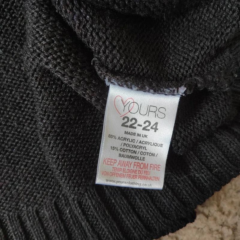Yours Clothing Black Intarsia Dog/Puppy Knitted Jumper – Size 22-24