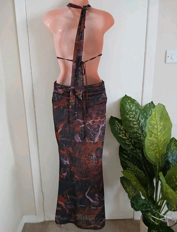 Missguided Marble Print Maxi Dress - Size XS NWT