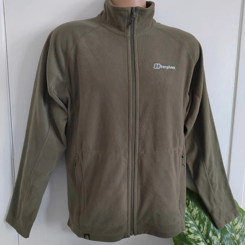Berghaus Men's Prism Micro Full-Zip Fleece Jacket – Khaki / Olive Green – Size Medium