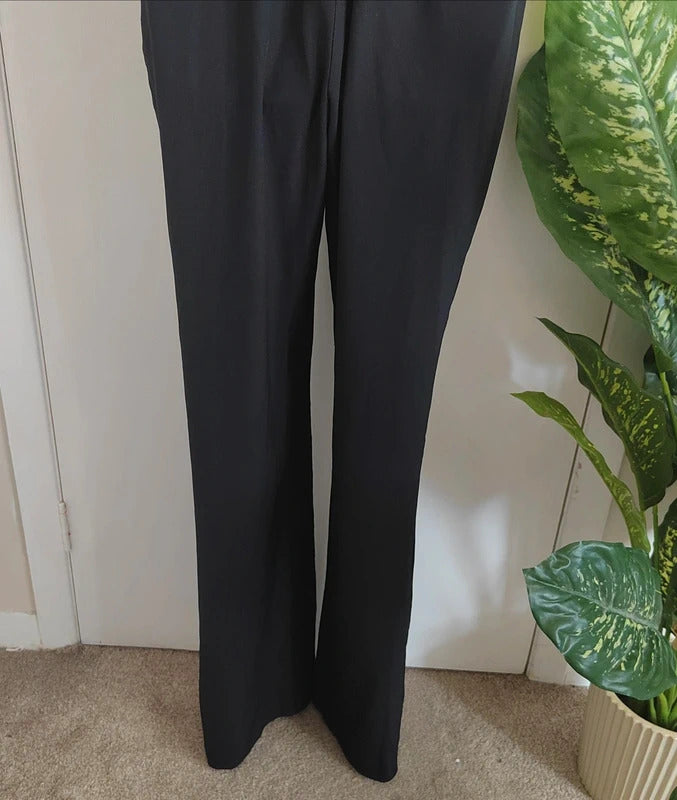 Vesper High Neck Keyhole Wide Leg Jumpsuit – Classic Black - Size 12