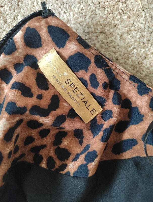 Per Una Leopard Print V-Neck Midi Sheath Dress – Size UK 12