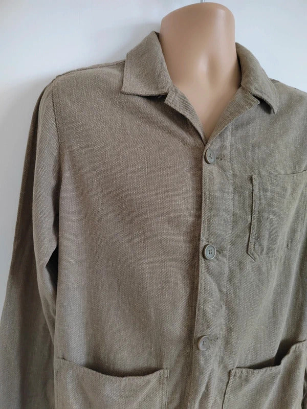 Folk London Men’s Assembly Utility Chore Jacket – Taupe Brown – Size Small NWOT