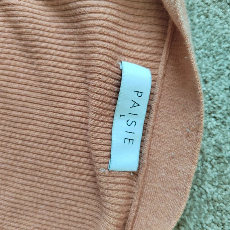 Paisie Terracotta Ribbed Long Sleeve Wrap Knit Jumper – Size Large