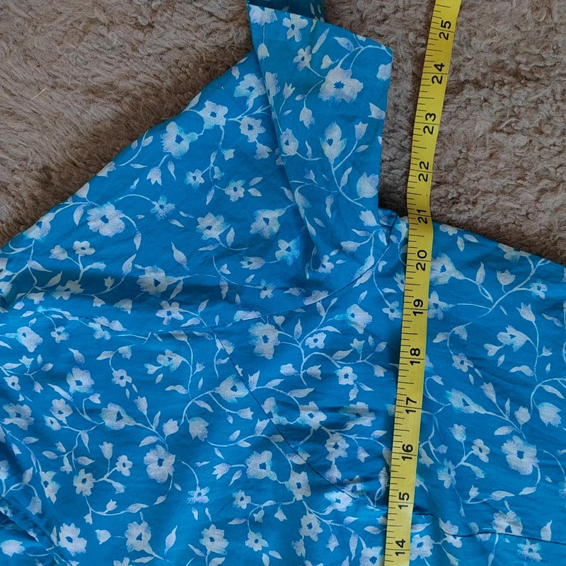 Vintage Eric Hill Blue & White Floral Button-Front Midi Tea Dress – Approx UK 14/16