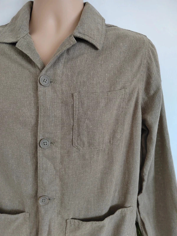 Folk London Men’s Assembly Utility Chore Jacket – Taupe Brown – Size Small NWOT