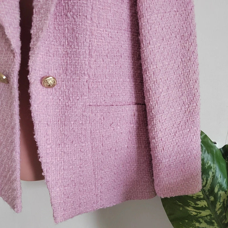 River Island Pink Bouclé Tailored Blazer – Size 12