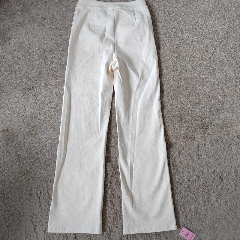 PrettyLittleThing Cream Pocket Flap Detail Wide Leg Trousers – Size 6 NWT