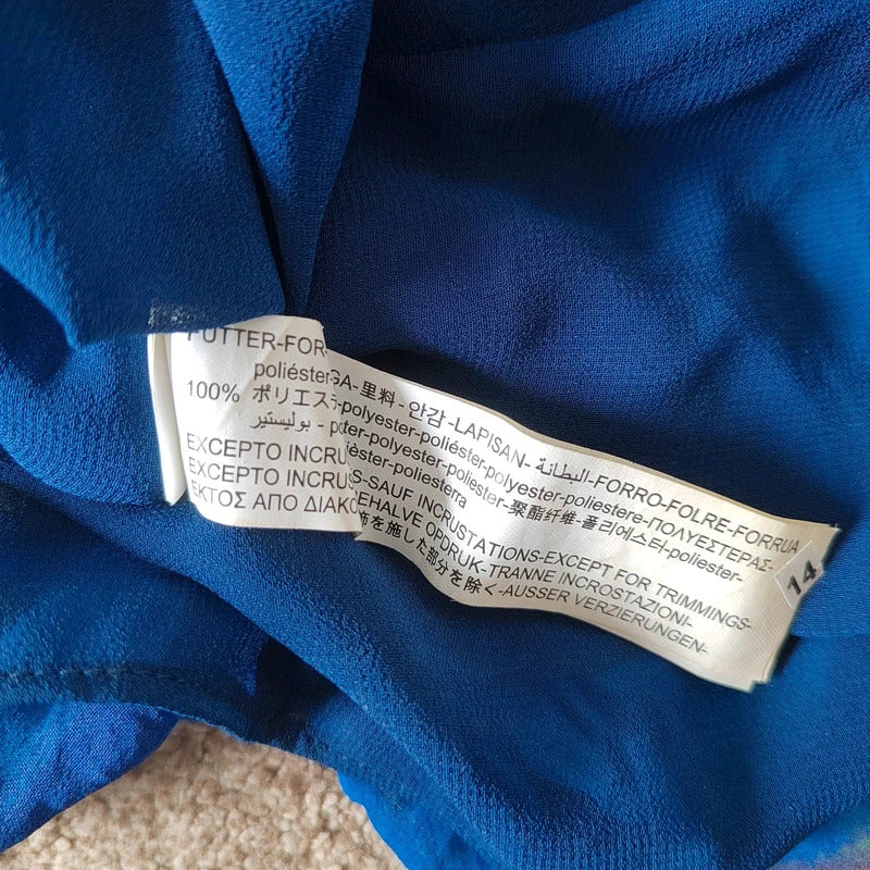 Zara Peacock Blue Striped Handkerchief Hem Beaded Mini Skirt – Size Small