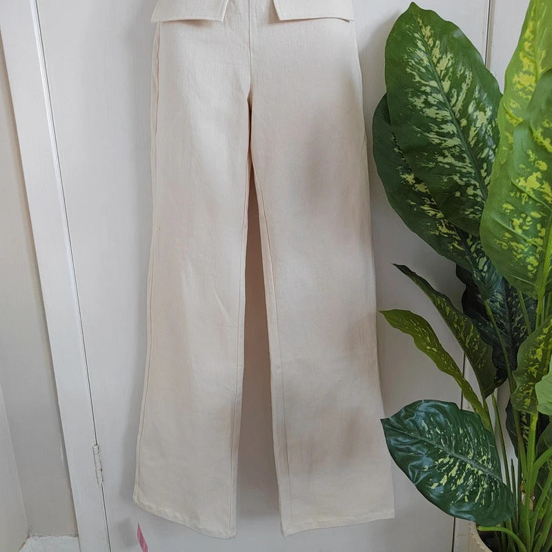 PrettyLittleThing Cream Pocket Flap Detail Wide Leg Trousers – Size 6 NWT