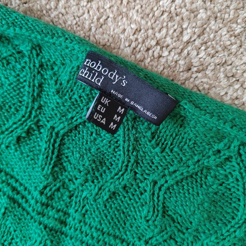 Nobody's Child Green Pointelle Knitted Tank Midi Dress – Size Medium