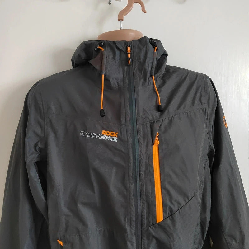 Rock Experience Men's Great Roof 2.0 Waterproof Hardshell Jacket – Black & Orange – Size Medium