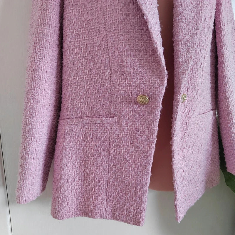 River Island Pink Bouclé Tailored Blazer – Size 12
