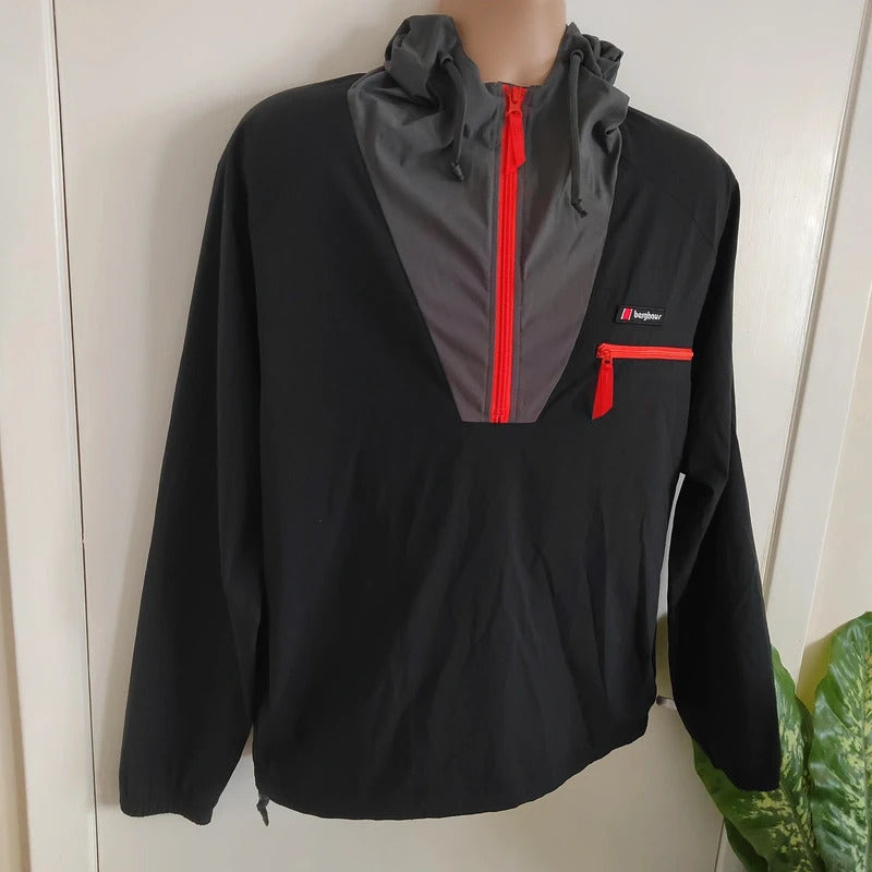 Berghaus Dean Street Wind Shirt 90 Half-Zip Pullover Jacket – Black & Grey – Size Small
