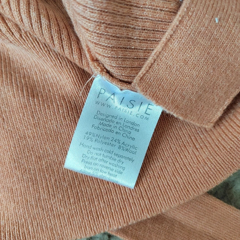 Paisie Terracotta Ribbed Long Sleeve Wrap Knit Jumper – Size Large