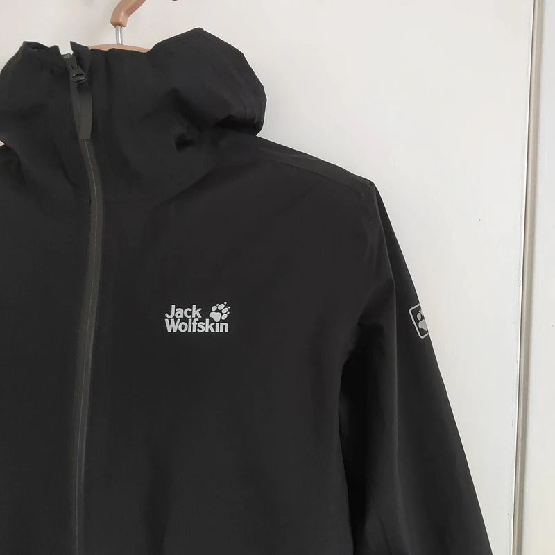 Jack Wolfskin Men's JWP Shell Waterproof Packable Jacket – Black – Size Small