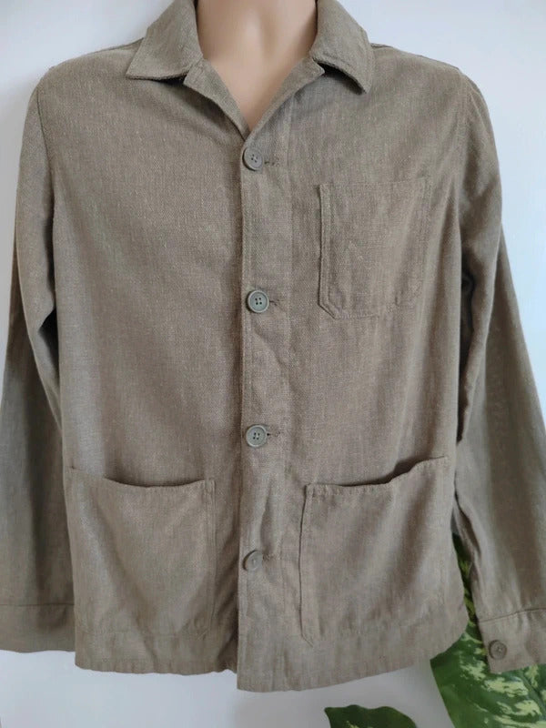 Folk London Men’s Assembly Utility Chore Jacket – Taupe Brown – Size Small NWOT