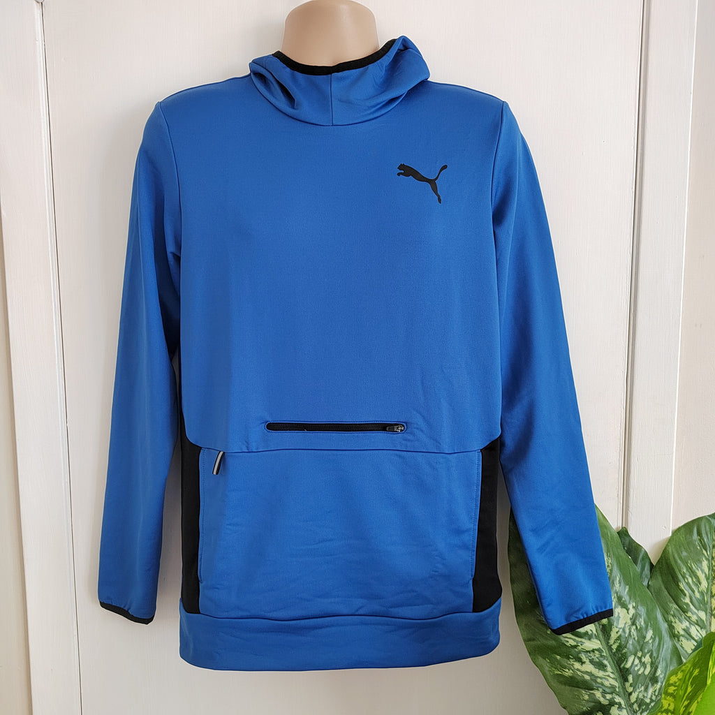 PUMA RTG Men's Colorblock Training Hoodie – Royal Blue & Black - Size Small