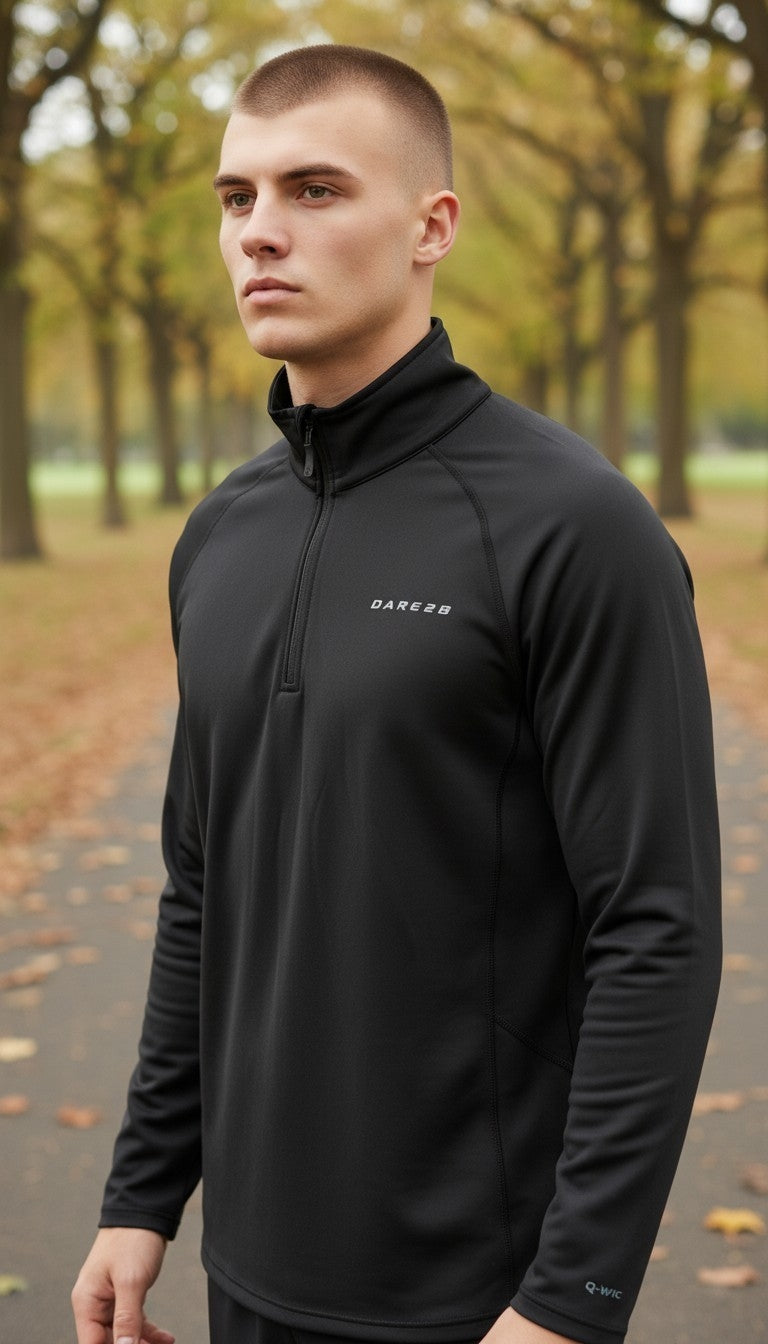 Dare 2b Men's Core Stretch Half-Zip Training Fleece – Black – Size Large