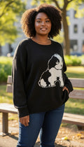 Yours Clothing Black Intarsia Dog/Puppy Knitted Jumper – Size 22-24
