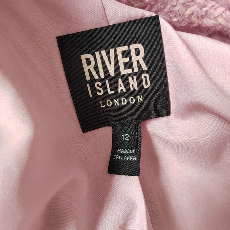 River Island Pink Bouclé Tailored Blazer – Size 12