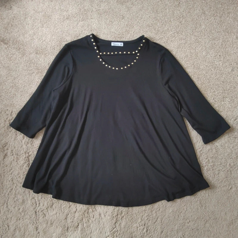 89th & Madison Black Studded Cut-Out Tunic Top – Size 18