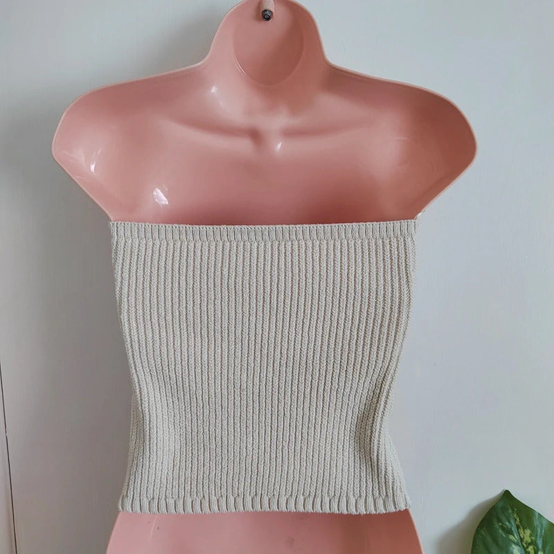 Zara Ribbed Knit Strapless Cut-Out Tube Top – Large