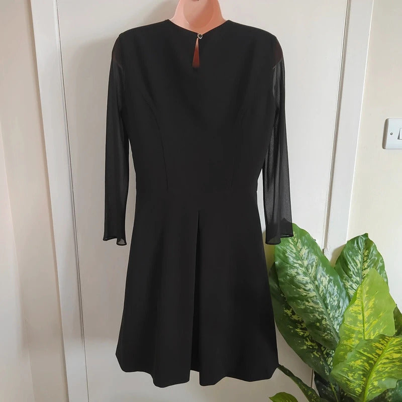 Ted Baker Black Crystal Embellished Neckline A-Line Dress – Ted Size 3 / UK 12