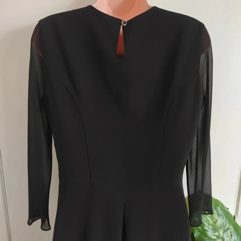 Ted Baker Black Crystal Embellished Neckline A-Line Dress – Ted Size 3 / UK 12