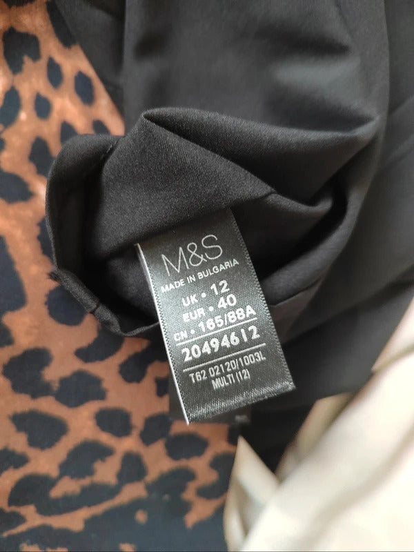 Per Una Leopard Print V-Neck Midi Sheath Dress – Size UK 12