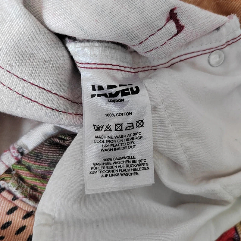 Jaded London Y2K Swirl Print Rigid Slouchy Boyfriend Jeans - Size W28