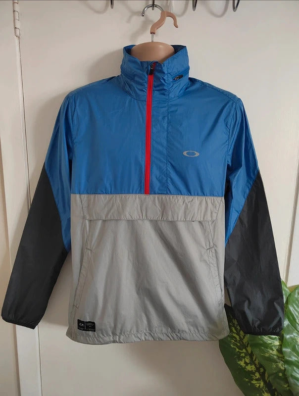 Oakley Men's Century Colorblock Half-Zip Hooded Windbreaker - Size Small