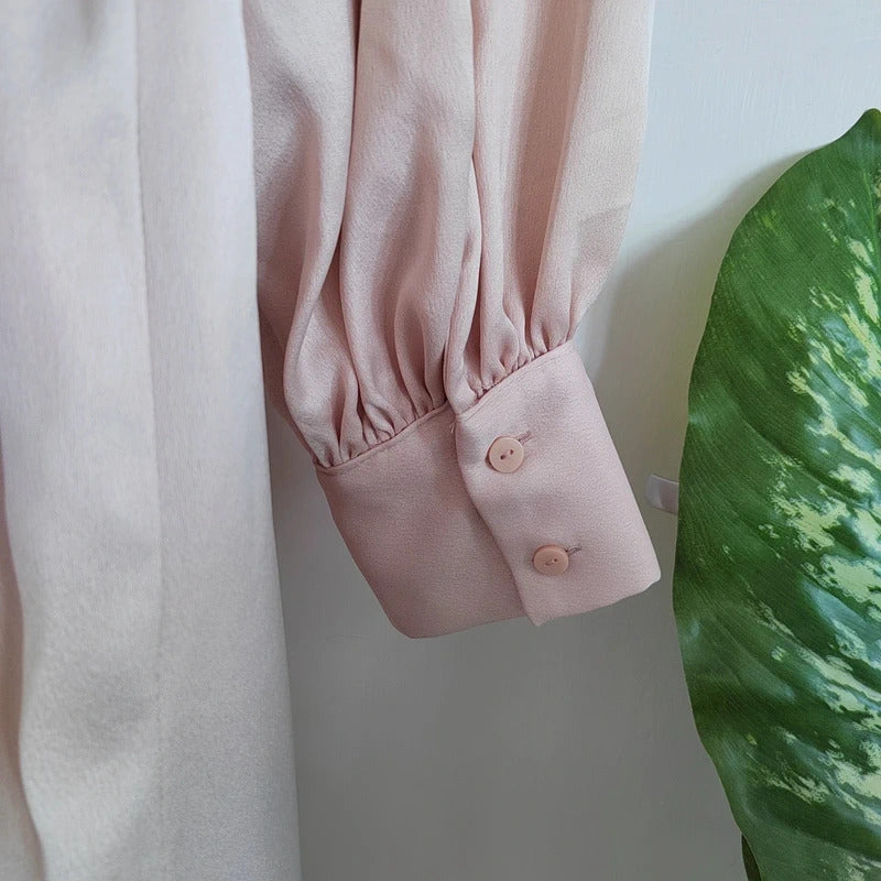 River Island Belted Satin Long Sleeve Utility Jumpsuit – Blush Pink / Rose Gold - Size UK 12