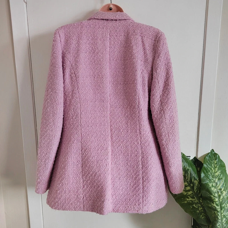 River Island Pink Bouclé Tailored Blazer – Size 12