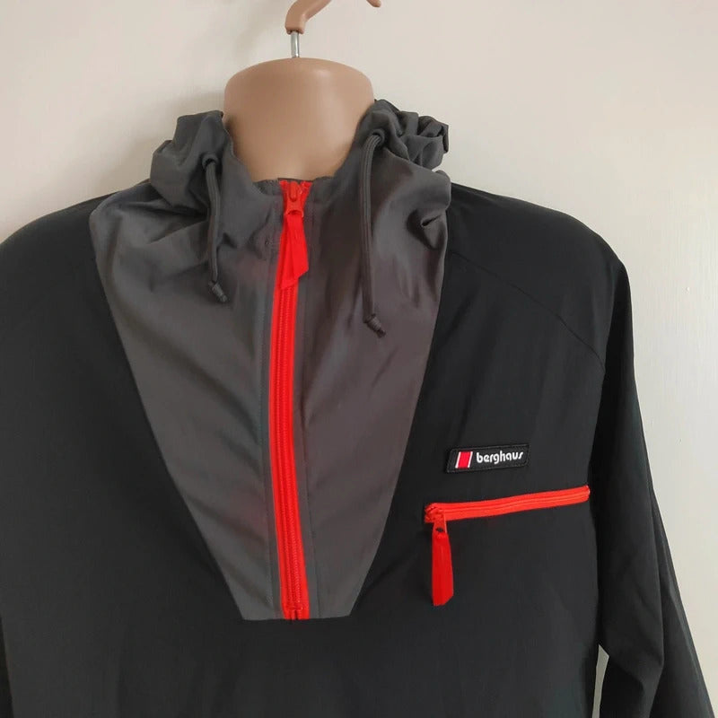 Berghaus Dean Street Wind Shirt 90 Half-Zip Pullover Jacket – Black & Grey – Size Small