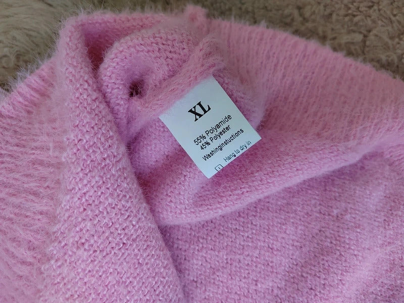 SHEIN Curve Pink Faux Pearl Embellished V-Neck Oversized Sweater – Size XL