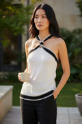 NWT Paisie Crisscross Halterneck Knit Top - Medium